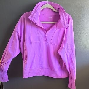 Womens Old Navy Dynamic Fleece Purple Quarter-Zip Pullover